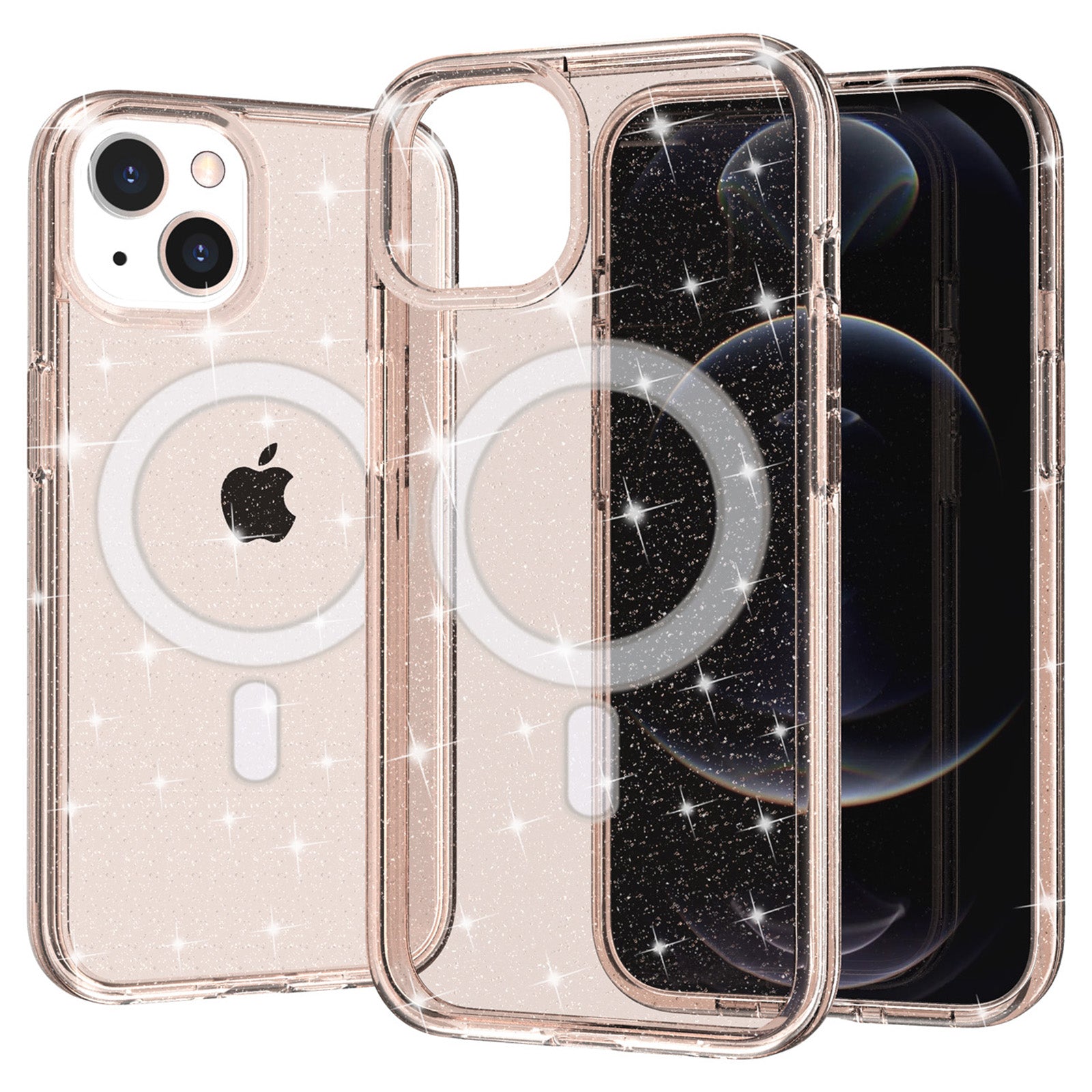 Glitter Powder Magnetic Case for iPhone 13 6.1 inch Hard PC Soft TPU Scratch-Proof Phone Cover Compatible with MagSafe Glitter Powder Magnetic Case for iPhone 13 6.1 inch Hard PC Soft TPU Scratch-Proof Phone Cover Compatible with MagSafe